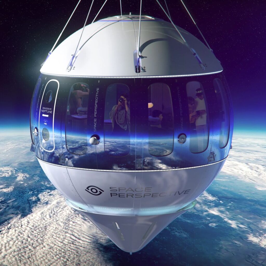 Render of Space Perspective capsule above Earth