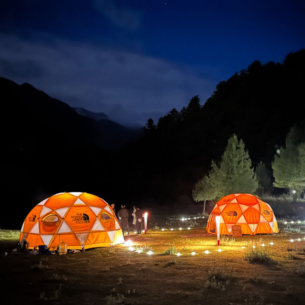 Camp in Bhutan at night