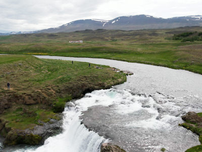 Drone shot of waterfall