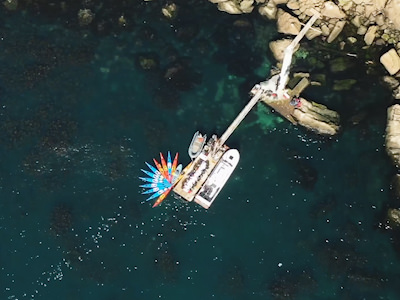 Drone shot of kayaks in Iceland