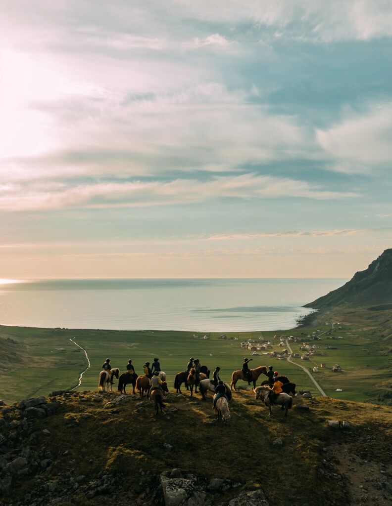 Horseriders on a promontory