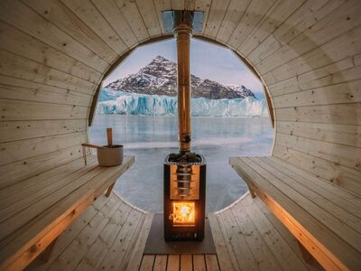 View from inside a floating sauna