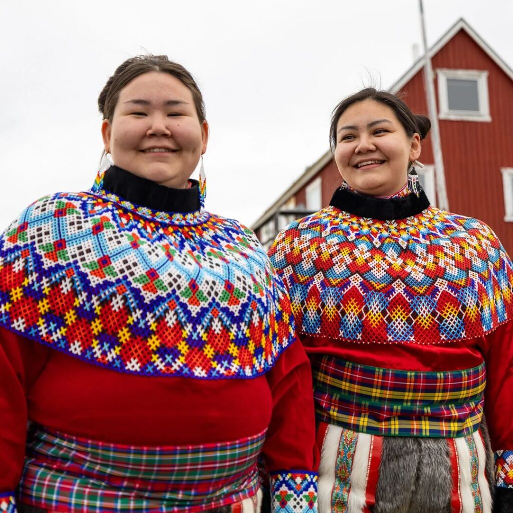 Two local women in traditional clothing