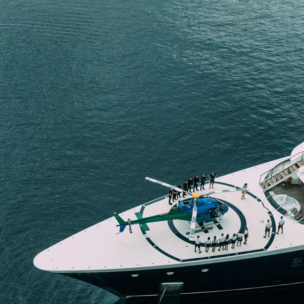 Heli landing on a superyacht