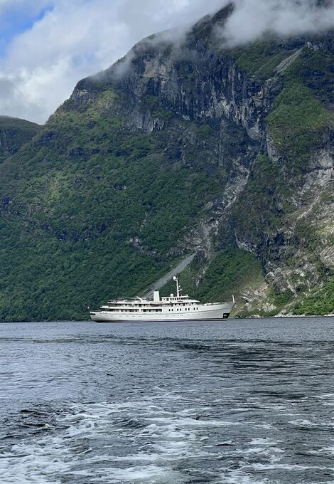 Superyacht in Norwegian fjord