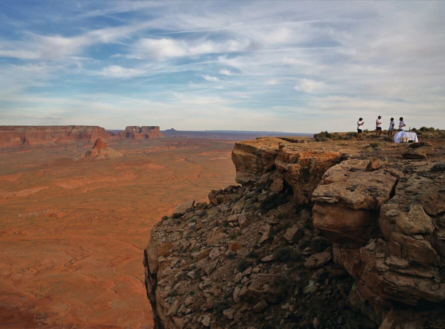 Dining setup on a butte in Utah