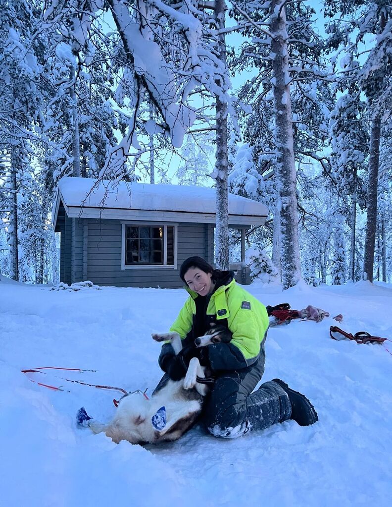Talya Feldman with husky